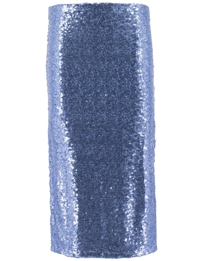 Ermanno Scervino Blue Sequins Stitched Skirt