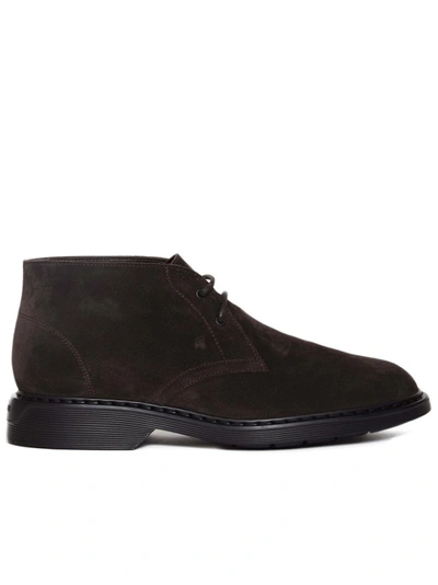 Hogan Suede Brown Ankle Boots