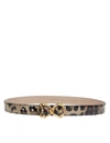 Dolce & Gabbana Leopard Patent Leather Belt With Baroque Logo Buckle In Brown