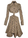 Proenza Schouler Knotted-front Cutout Polka-dot Dress In Pink
