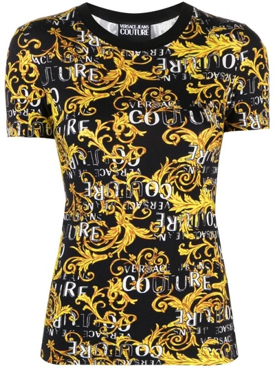 Versace Jeans Couture Logo Printing Short Sleeves T-shirt In Black