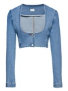 Magda Butrym Ultra Cropped Scoop Denim Jacket In Blue