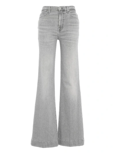 7 For All Mankind Modern Dojo Flared Mid-rise Stretch-denim Jeans In Grey