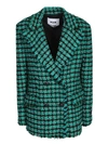 Msgm Houndstooth Pattern Tweed Jacket In Green