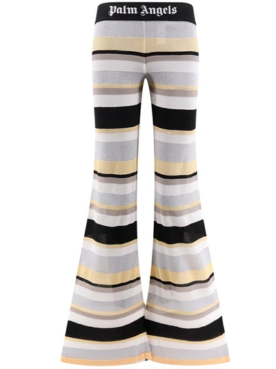 Palm Angels Striped Lurex-knit Trousers In Multicolor