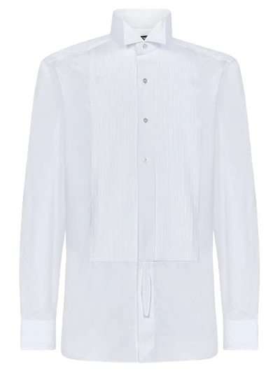 Tom Ford White Cotton Tuxedo Shirt