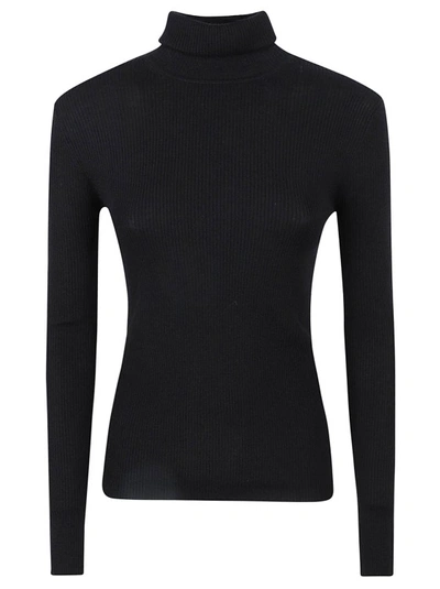 P.a.r.o.s.h Black Wool Ribbed Knit Jumper