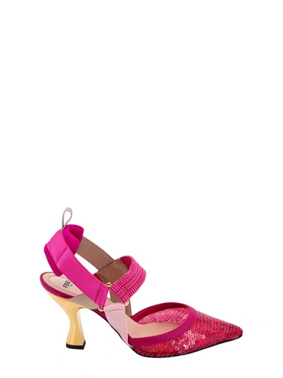 FENDI MICROMESH SLINGBACK WITH FF MOTIF AND SEQUINS