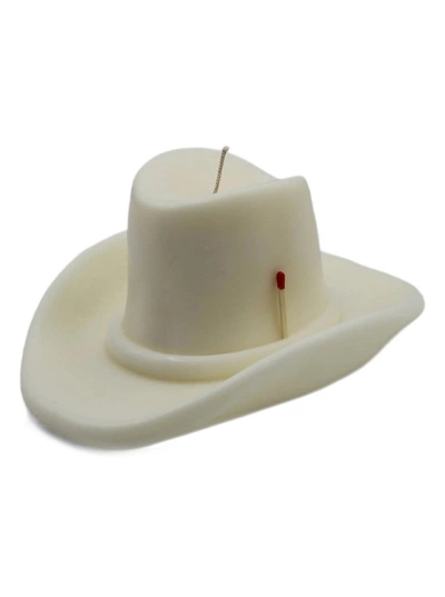 Davie Ocho Belle Star Cowboy Hat Candle In White