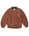 Aeron Bloom Lambskin Bomber Jacket In Brown