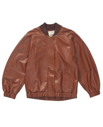 Aeron Bloom Lambskin Bomber Jacket In Brown