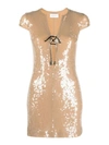 16arlington Sequin-embellished Short-sleeve Minidress In Brown