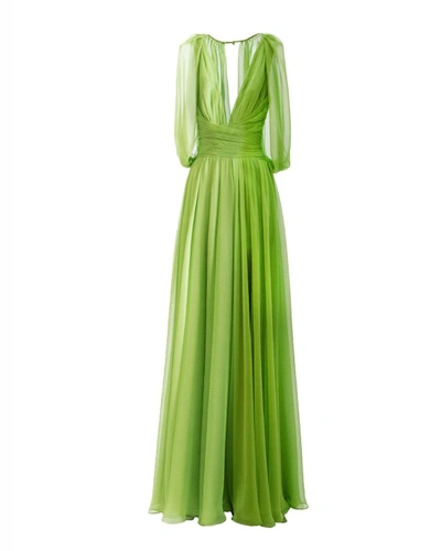 Gemy Maalouf Draped Waist Dress - Long Dresses In Green