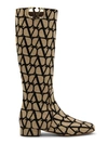 Valentino Toile Iconographe Vlogo Type Boots In Brown