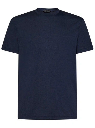 Tom Ford Crew-neck Stretch-cotton T-shirt In Blue