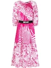 Just Cavalli Graphic-print Flared Dress In Pink