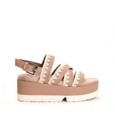 Mou Wedge Sandal Nude Leather Straps In Pink