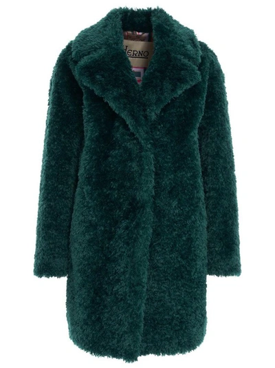 Herno Curly Fake Fur Coat In Green