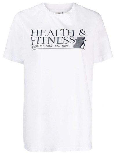 Sporty And Rich White 'health & Fitness' T-shirt In White/navy