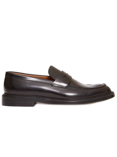 Doucal's Black Leather Penny Moccasins
