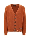 DSQUARED2 COTTON BLEND CARDIGAN WITH RIBBED MOTIF