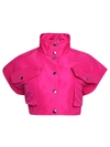 Laquan Smith Cropped Satin Jacket In Pink