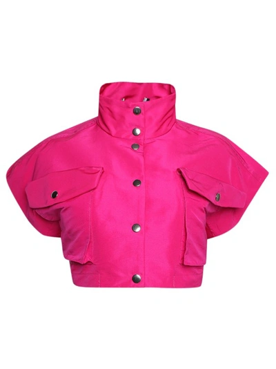 Laquan Smith Cropped Satin Jacket In Pink