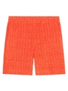 Givenchy Men's Bermuda Shorts In 4g Towelling Cotton Jacquard In Orange