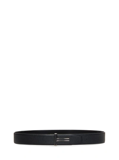 Tom Ford Black Calf Leather T-buckle Belt