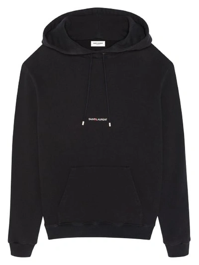 Saint Laurent Logo Hoodie In Black