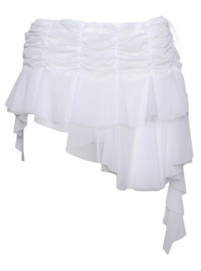 Ester Manas White Ruched Miniskirt