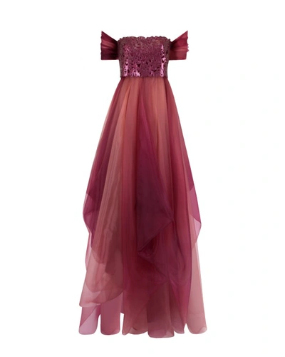 Gemy Maalouf Strapless Intricated Dress - Long Dresses In Pink
