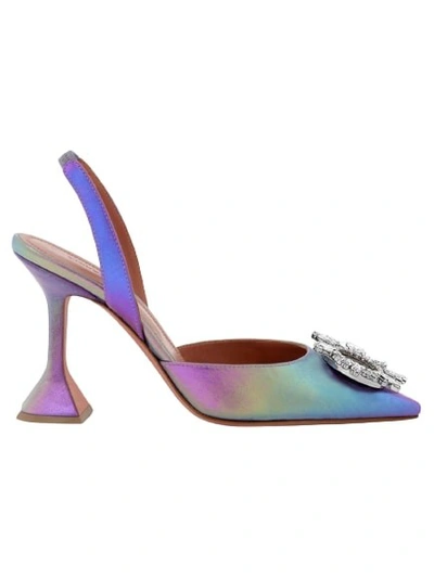 Amina Muaddi Begum Metallic Nappa Slingback Pumps In Unicorn