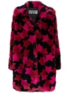 Versace Jeans Couture Star Faux-fur Overcoat In Pink