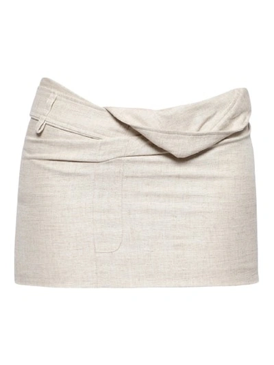 Jacquemus Twisted Mini Skirt In White