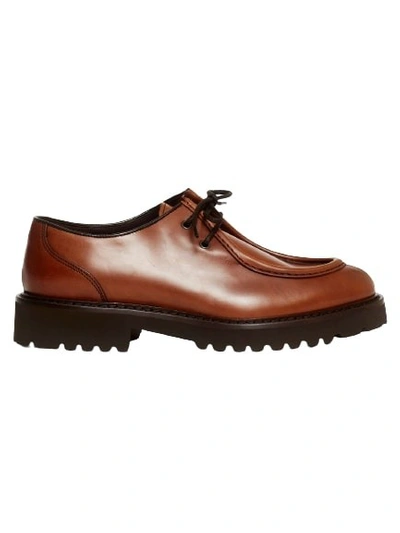 Doucal's Trekking Lace-up Shoe In Tan Leather In Brown