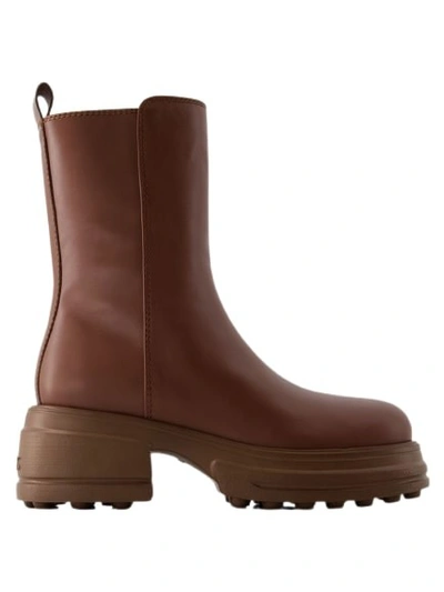 Tod's Rubber Tronchetto Boots - Leather - Brown