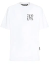 PALM ANGELS EMBROIDERED MONOGRAM COTTON T-SHIRT