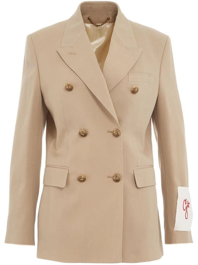 Golden Goose Beige Double-breasted Blazer With Peak Revers