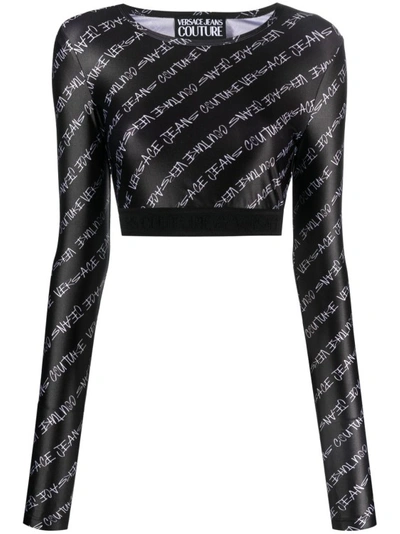 Versace Jeans Couture All-over Print Black Top