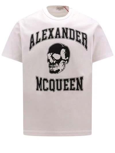 Alexander Mcqueen White Varsity Logo Print Cotton T-shirt