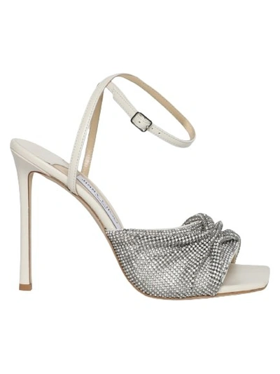 Jimmy Choo Naria Knotted Heeled Sandals In Silver