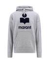 Isabel Marant Heathered Grey Hoodie With Contrasting Logo In Gray