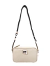 KARL LAGERFELD RECYCLED NYLON SHOULDER BAG WITH LOGO PATCH ON THE FRONT
