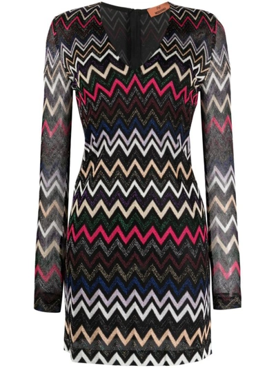 Missoni V Neck Mini Dress In Multicolour