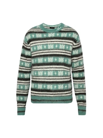 Amiri Men's Ma Monogram Striped Sweater In Green