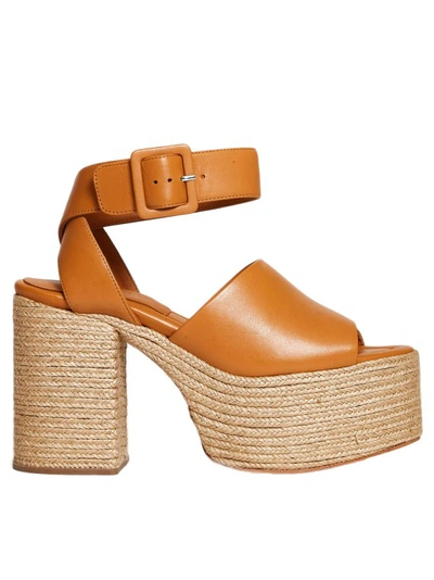 Paloma Barceló Rope Leather Wedge Sandals In Brown