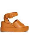 PALOMA BARCELÓ ANKLE STRAP LEATHER WEDGE SANDALS