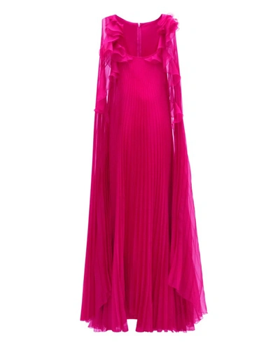 Gemy Maalouf Fully Pleated Chiffon Gown In Pink