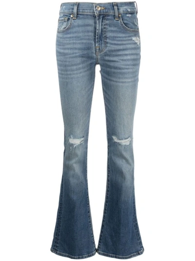 7 For All Mankind Mid-rise Flared Jeans In Blue